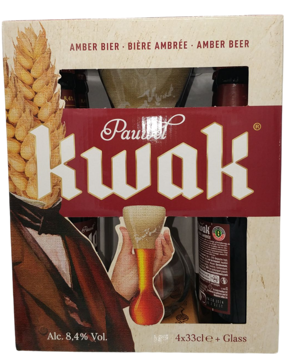 Kwak gavepakke med luksusglas i holder 8,4% 4x33cl