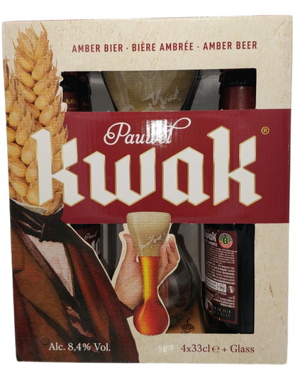 Kwak gavepakke med luksusglas i holder 8,4% 4x33cl